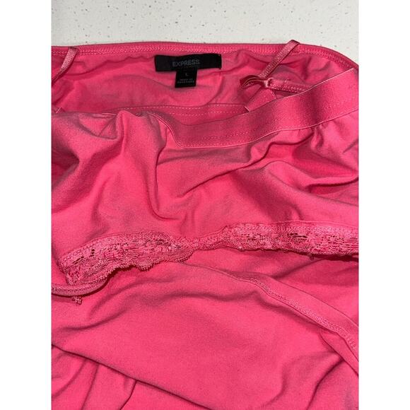 Express Vintage Y2K Cami Tank Fitted Stretch Lace Rhinestone Trim Pink L - Picture 9 of 11